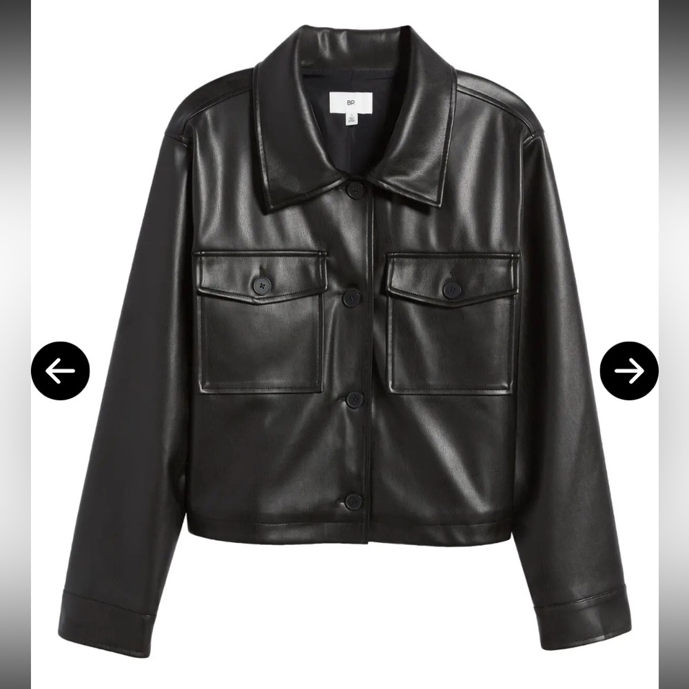 BP faux leather black shirt jacket